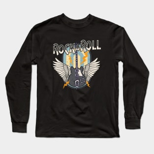 Rock & Roll Retro Electric Guitar Wings Long Sleeve T-Shirt